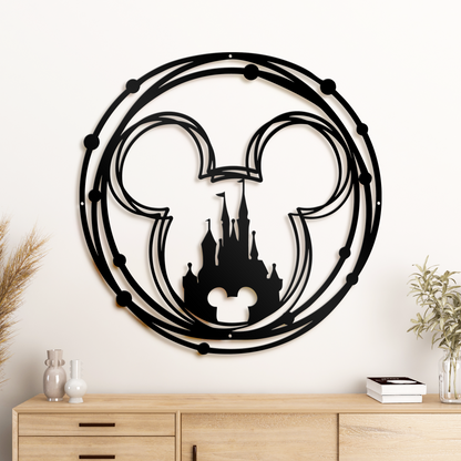 Mickey Mouse Face Line Art Metal Sign, Disney Room Decor, Disney Castle Wall Art, Home And Wall Decor, Christmas Deocr, Housewarming Gifts