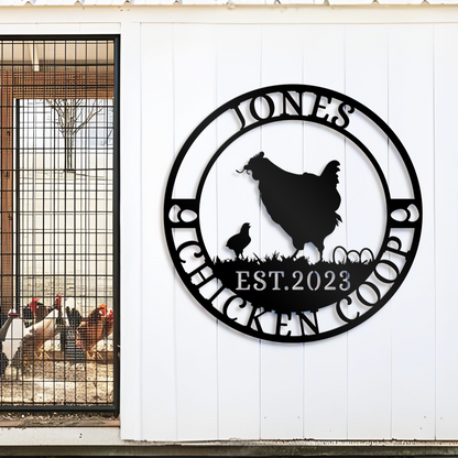 Personalized Chicken Coop Metal Sign, Chicken Farmhouse Decor