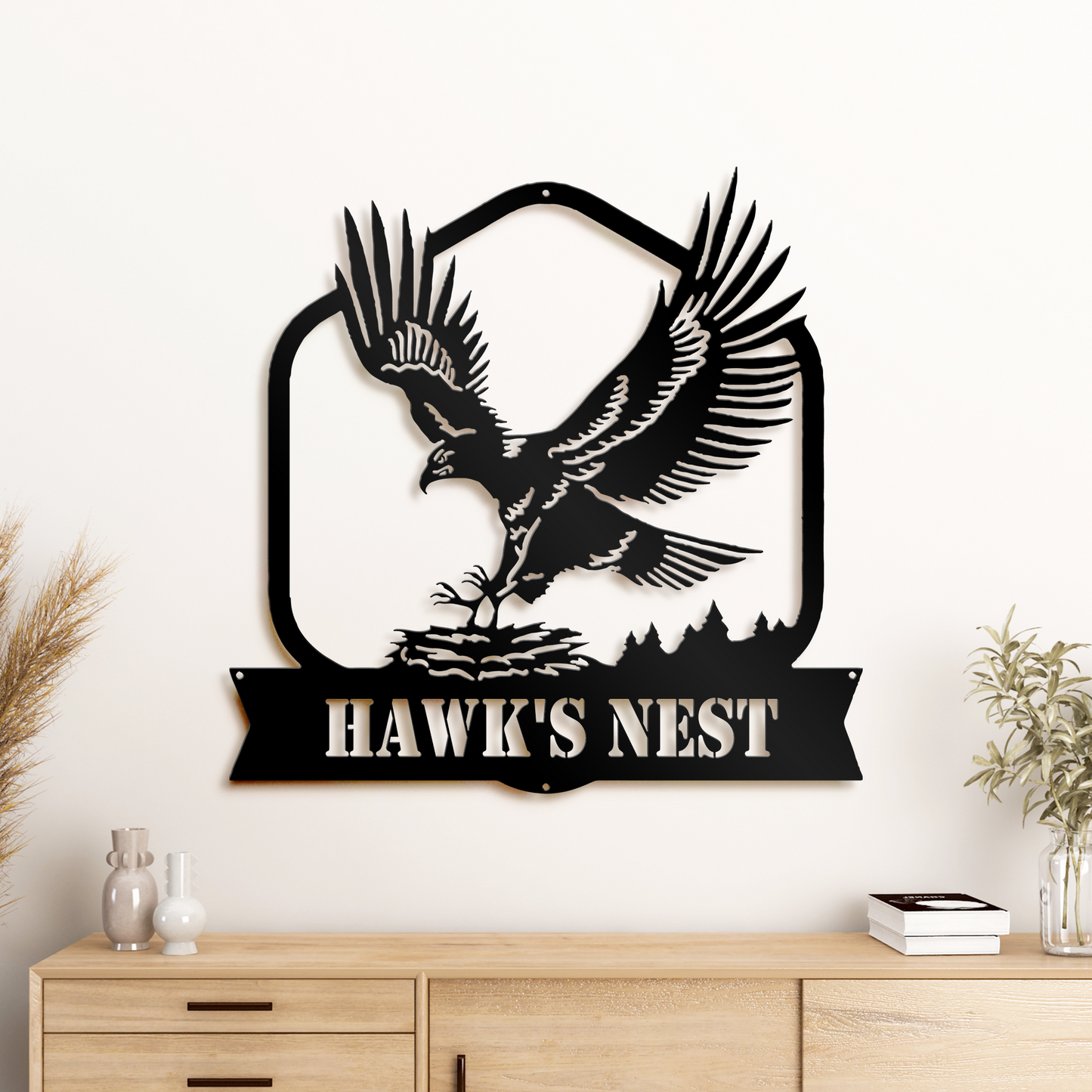 Personalized Eagle's Nest Metal Name Sign, Family Last Name Metal Sign