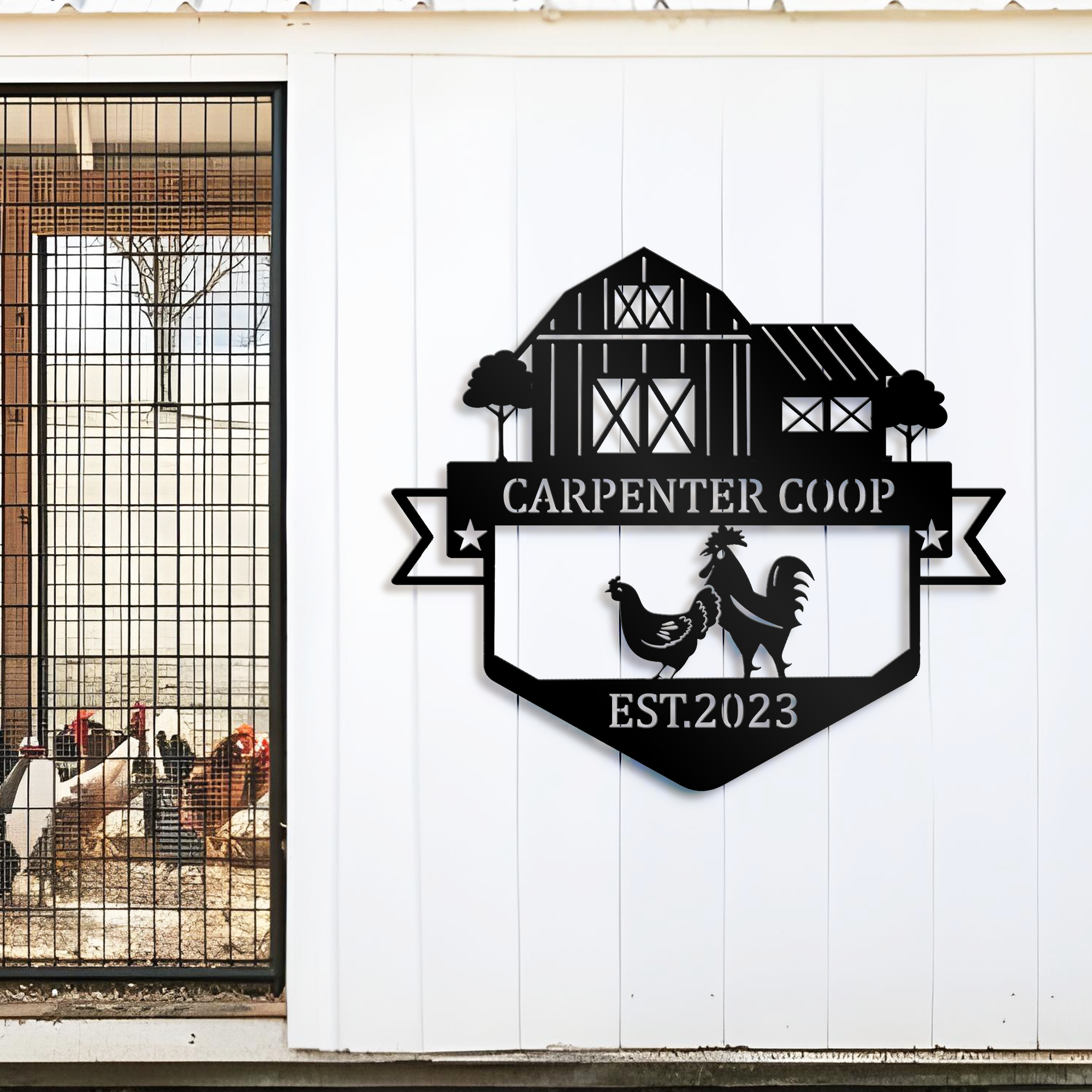 Custom Carpenter Coop Metal Sign, Chicken Farmhouse Decor