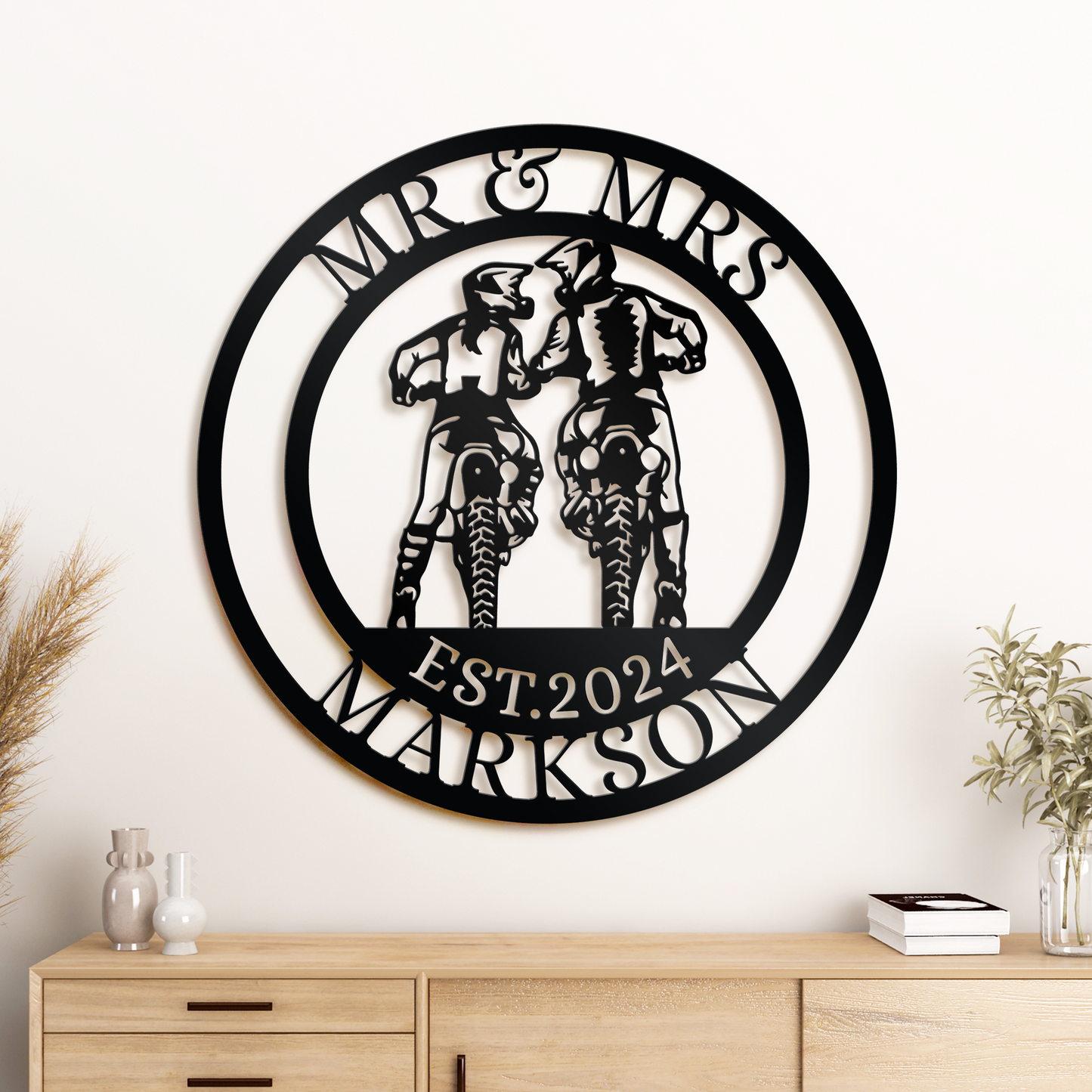 Custom Couple Bike Riding Metal Sign, Wedding Gifts, Gift for Bike Lovers