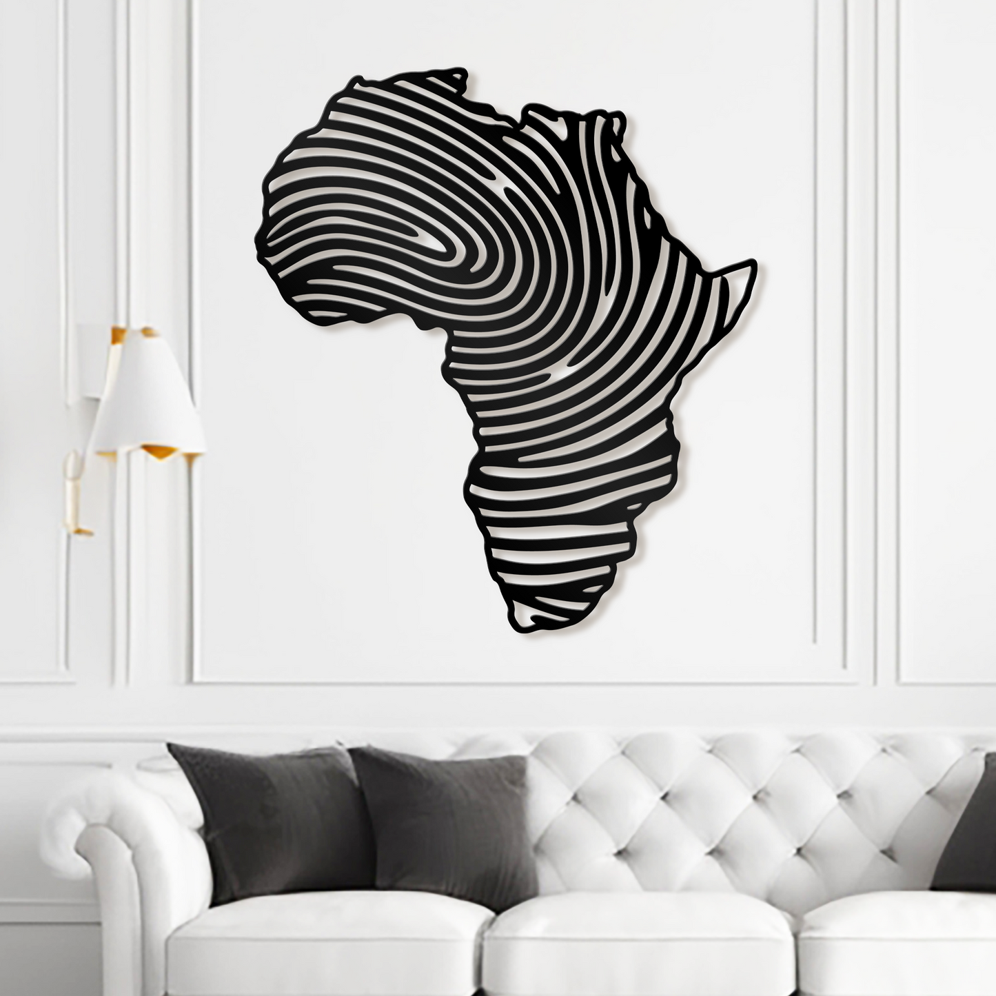 Africa Metal Wall Art - Fingerprint Metal Wall Map