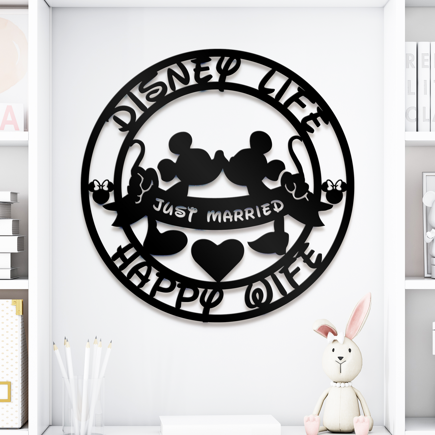 Disney life happy wife Metal Sign - Mickey & Minnie Kissing Sign