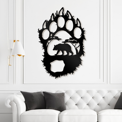 Bear Paw Metal Laser Cut - Forest Wall Decor