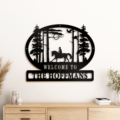 Personalized Welcome Metal Sign, Horse Riding Metal Sign, Farmhouse Decor