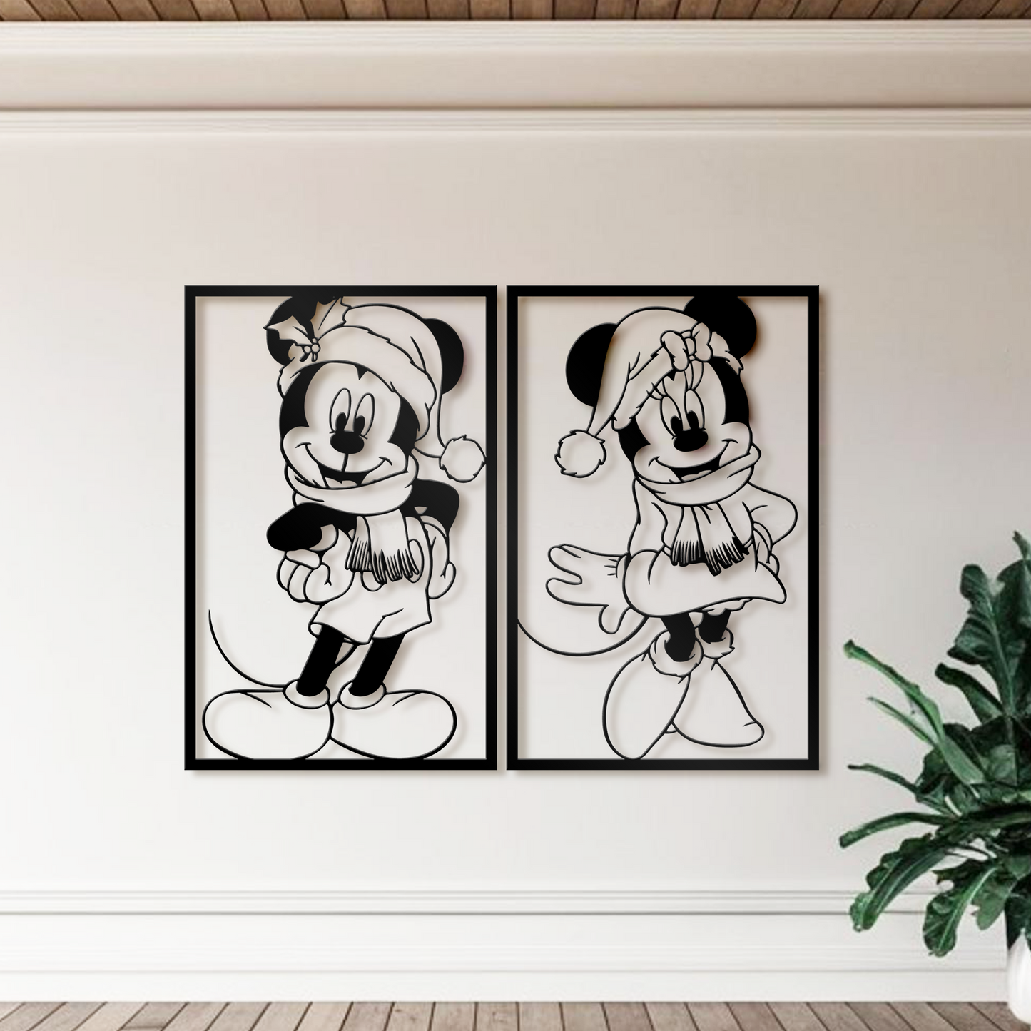 Mickey & Minnie Couple Metal Wall Art, Nursery Wall Art, Christmas Wall Decor