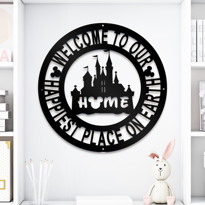 Disney Castle Welcome Metal Sign, Home and Wall Decor, Front Door Decor, Disney Quotes Metal Sign, Housewarming Gifts