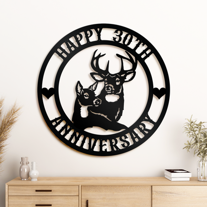 Custom 30TH Anniversary Metal Sign, Couple Deer Metal Sign, Valentine's Day Decor