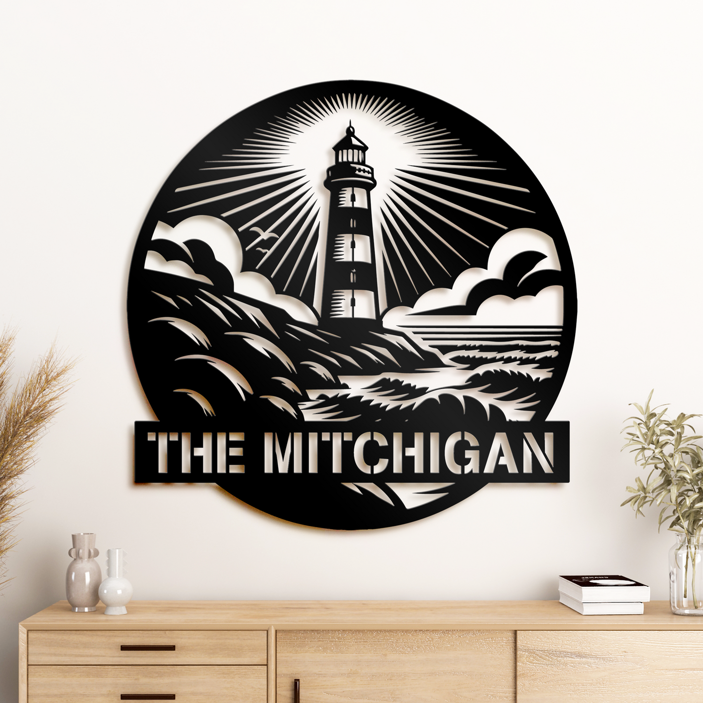 Lighthouse Metal Art Personalized,Custom Lighthouse Metal Sign,Lighthouse Wall Decor,Lighthouse Monogram,Outdoor decor,Cabin Decor