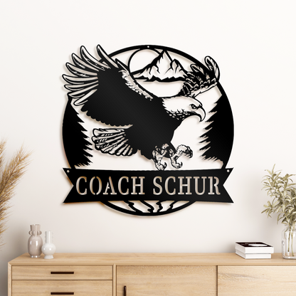Custom Eagle's Nest Metal Sign, Monogram Name Metal Sign, Metal Sign Wall Art Decor