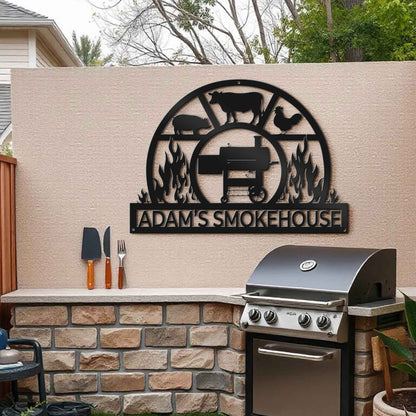 Custom BBQ Metal Sign - Smokehouse Metal Sign - Barbecue Metal Sign