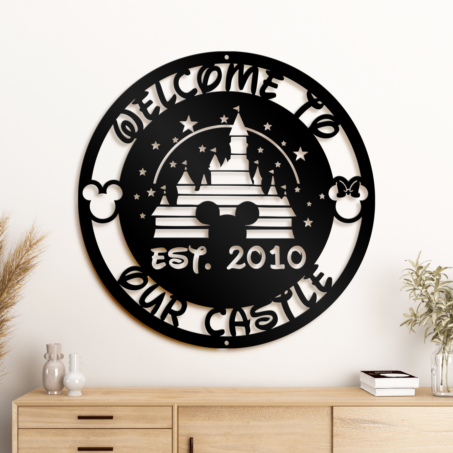 Customized Disney Metal Sign, Mickey Castle Sign Wall Decor