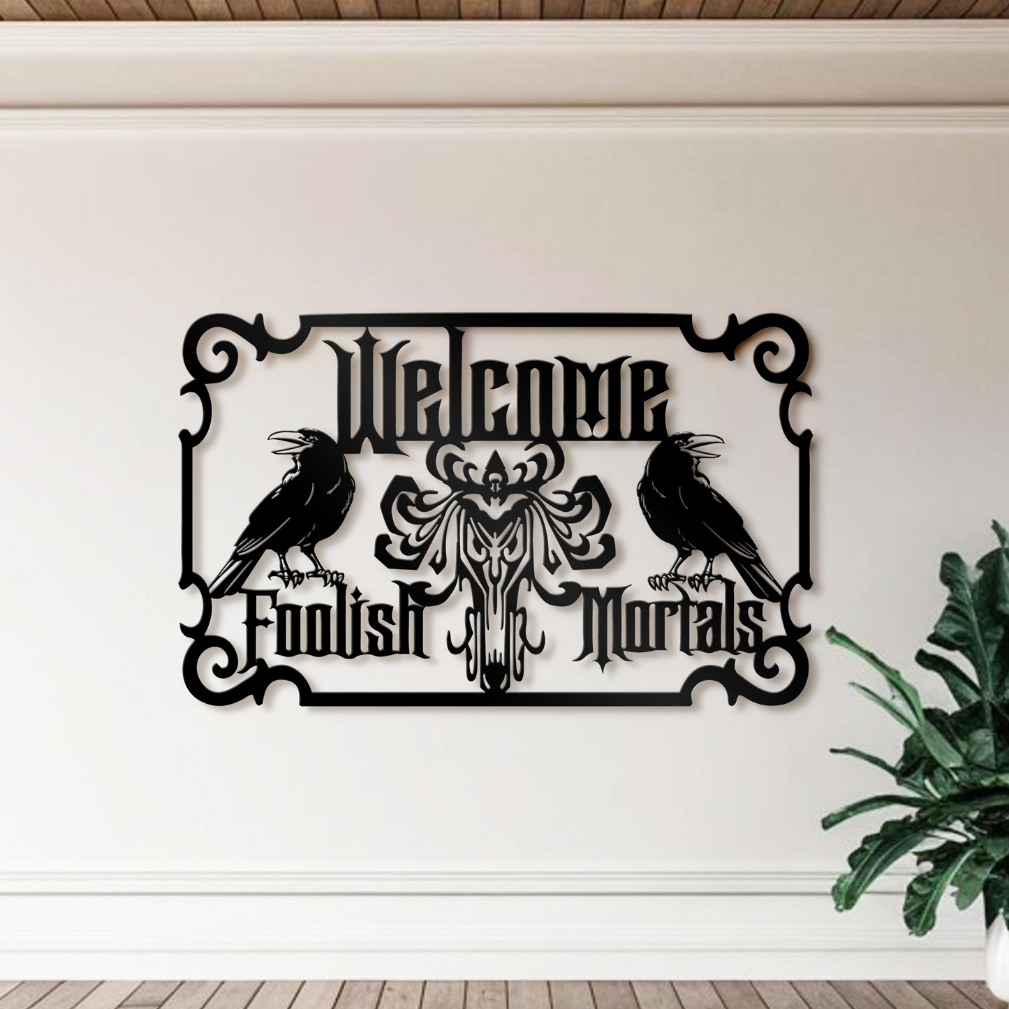 Welcome Foolish Mortals Metal Wall Art, Haunted Mansion Ghosts Entrance Decor