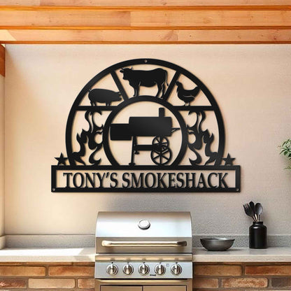 BBQ Metal Sign - Smokehouse Metal Sign - Barbecue Wall Art