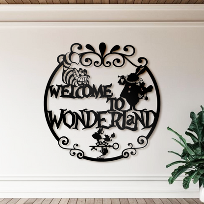 Welcome to Wonderland Metal Wall Art, Mad Hatter Tea Party Decor