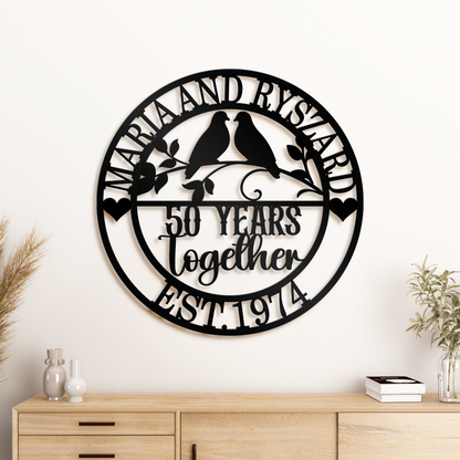 Personalized 50th Anniversary Metal Gift, Diamond Anniversary Gift, Gift For Couple