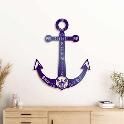 Customized Anchor Metal Sign, Personalized Marine Metal Gifts, Navy Officer Home Decor