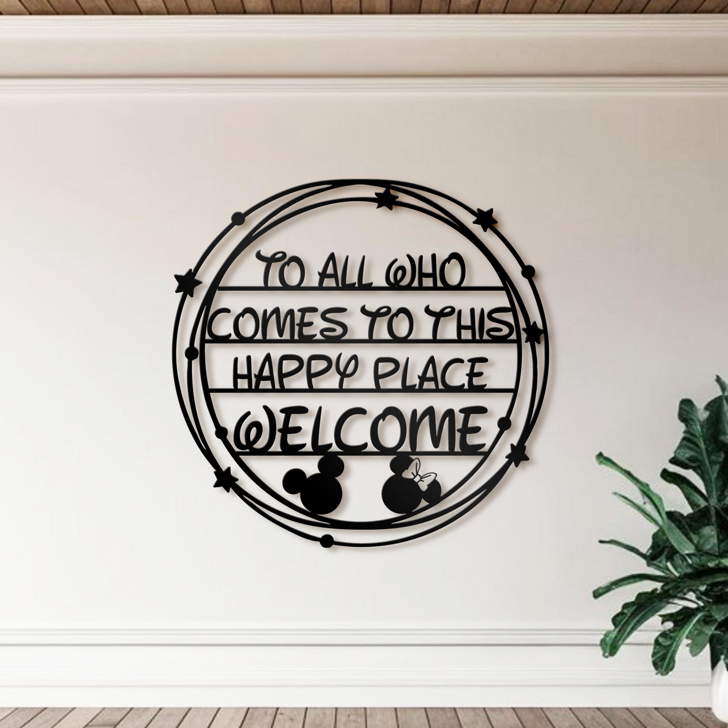 To All Comes To This Happy Place Welcome Metal Wall Art, Farmhouse Decor