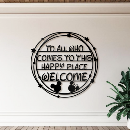 To All Comes To This Happy Place Welcome Metal Wall Art, Farmhouse Decor