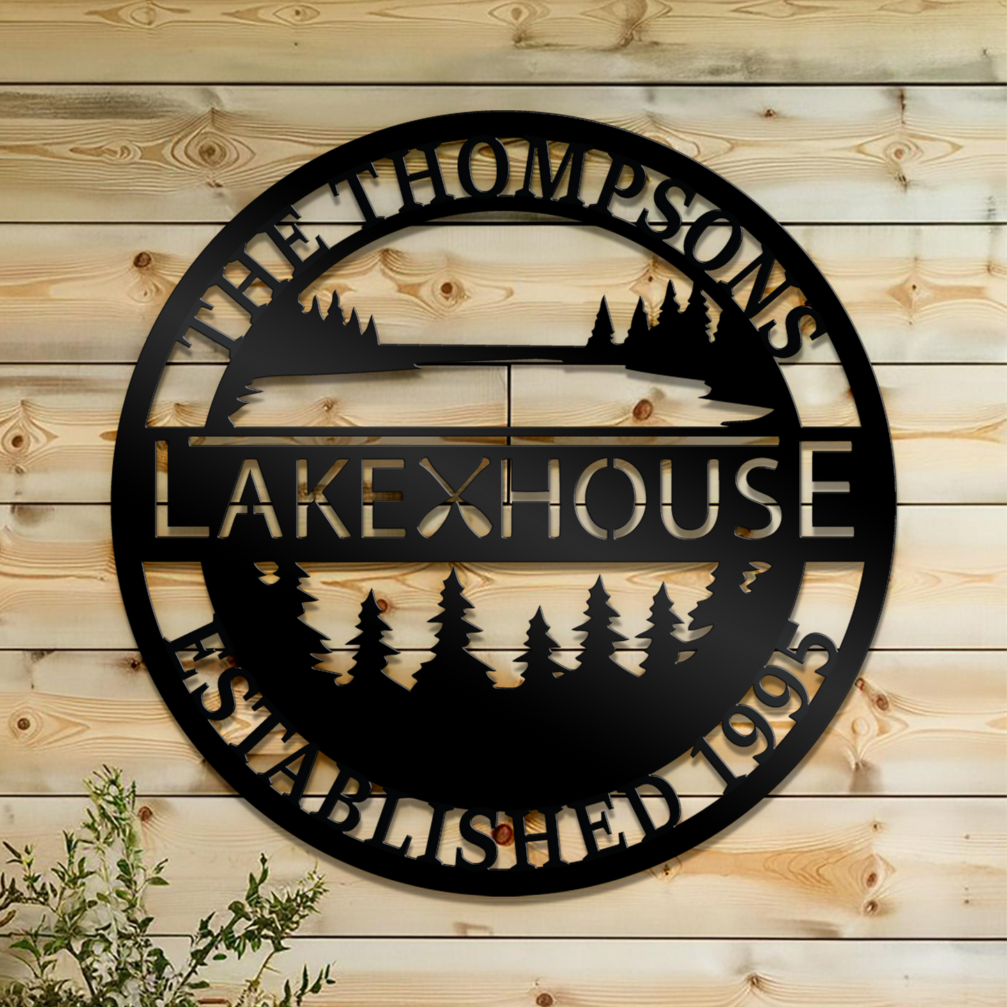 Customized Lakehouse Metal Sign, Lakehouse Wall Decor, Personalized Family Name Sign