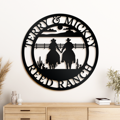 Personalized Couple Name Love Metal Sign, Wedding Gifts, Horse Riding Couple Sign