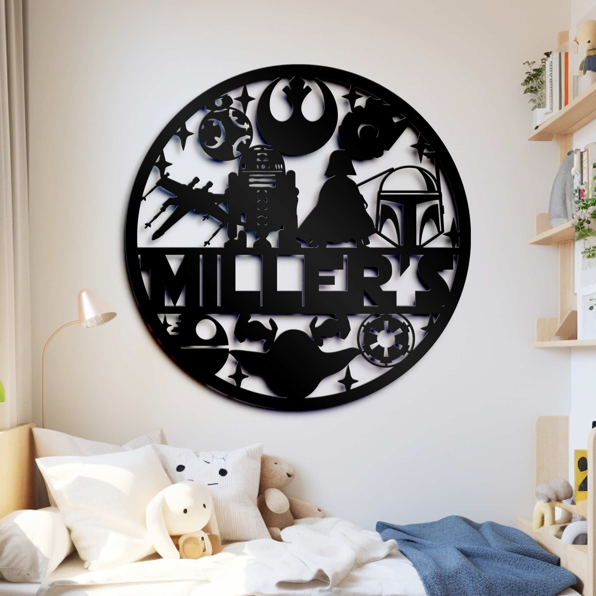 Custom Name Star War Theme Metal Sign, Kids Room And Wall Decor