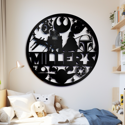 Custom Name Star War Theme Metal Sign, Kids Room And Wall Decor