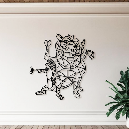 Timon & Pumbaa Geometric Wall Art, Lion King Metal Wall Art, Nursery Wall Art