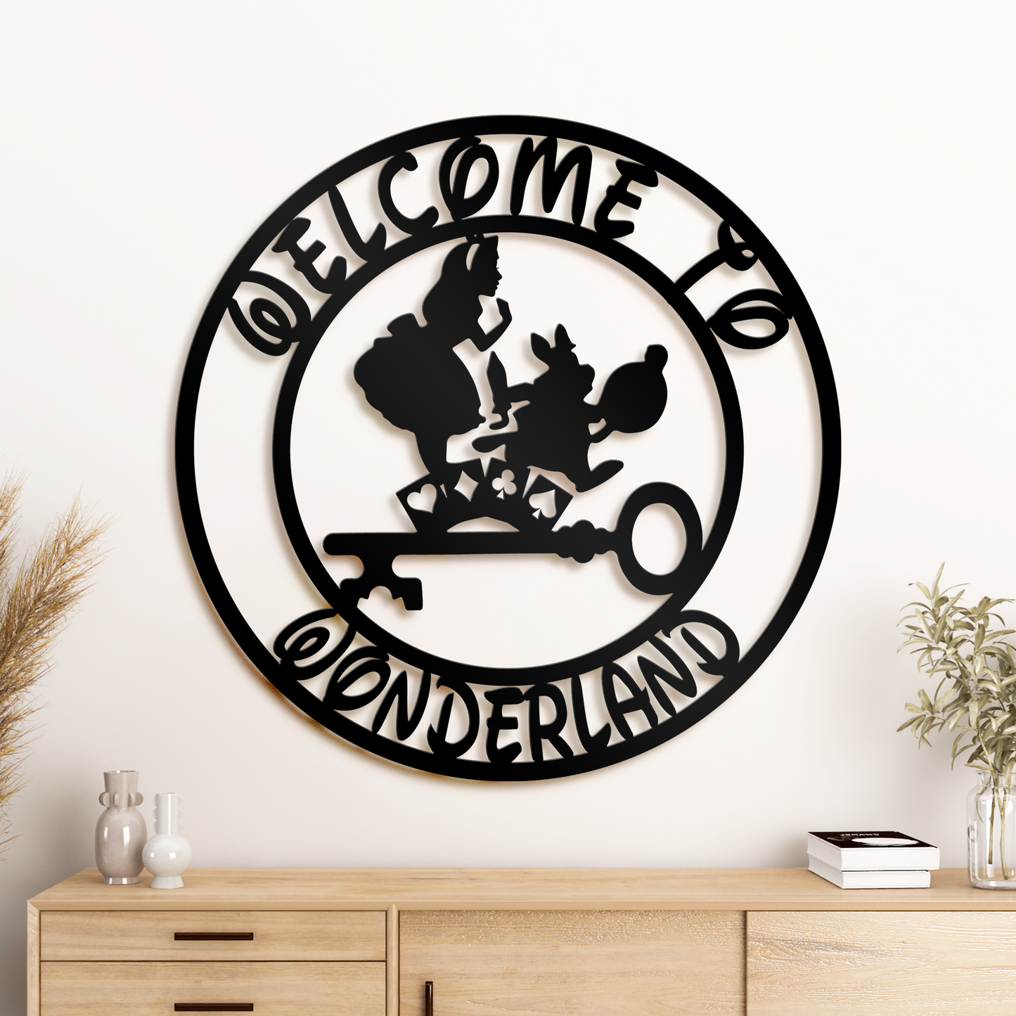 Customized Disney Theme Metal Sign, Welcome To Wonderland Wall Art