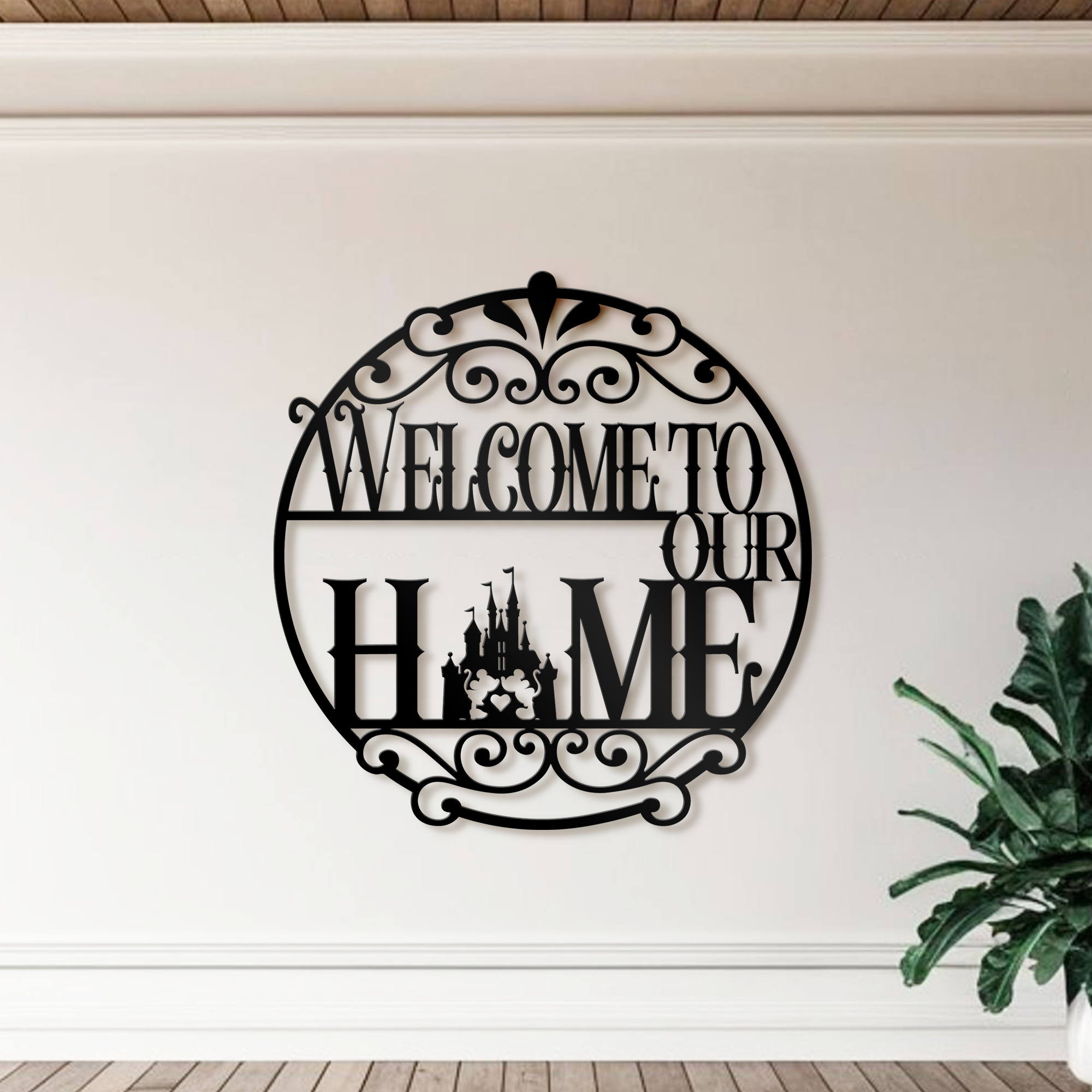 Welcome To Our Home Metal Wall Art, Mickey Castle Sign, Disney Home Decor