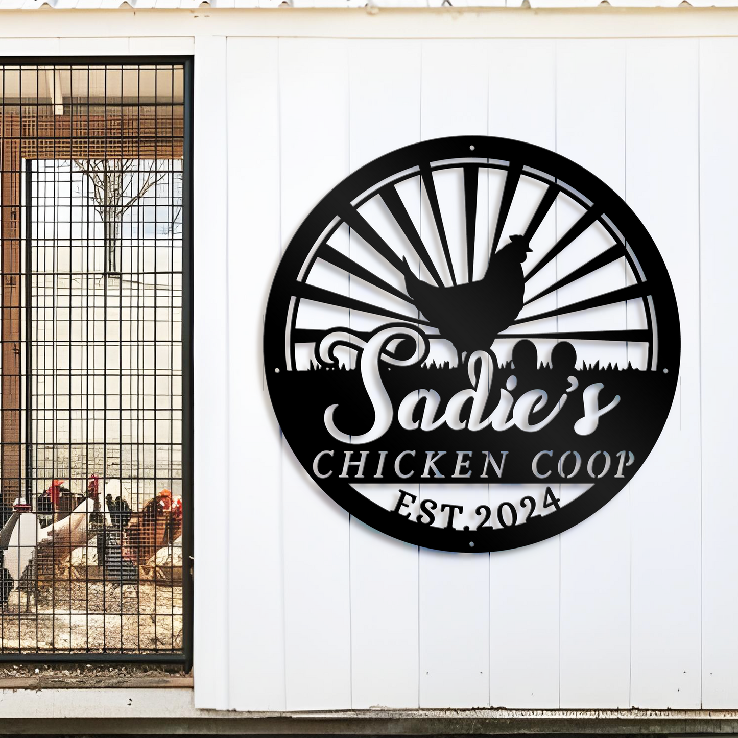 Custom Chicken Coop Metal Sign,Hen House Sign,Chick Farmhouse Sign,Personalized Chicken Farm Sign,Hen Coop Decor,Poultry Farm Coop Wall Art