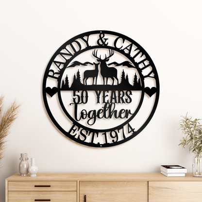 Customized 50th Anniversary Metal Gift Sign, Diamond Anniversary Gift, Gift For Couple