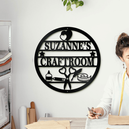 Customized Name Sewing Craft Room Metal Sign