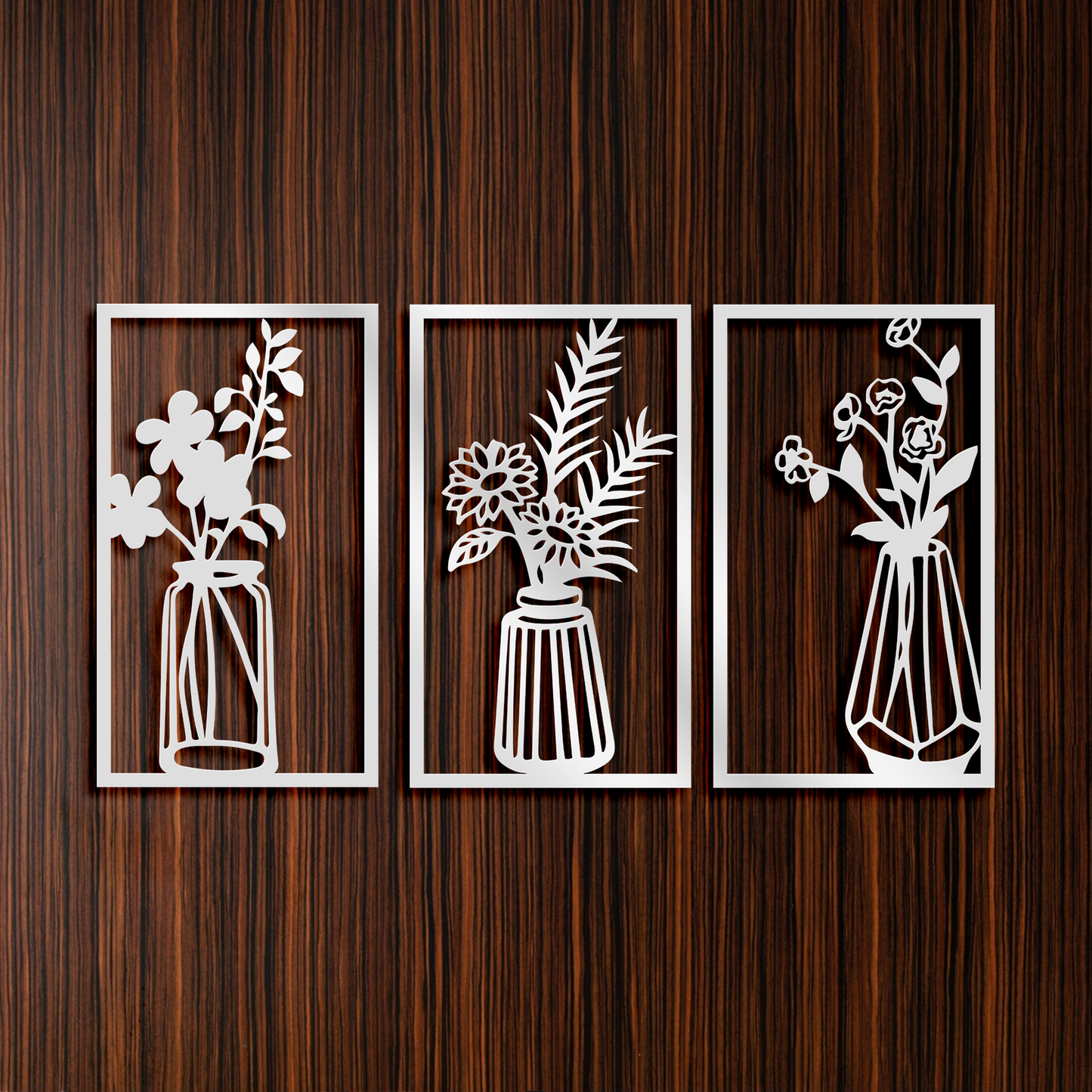 Home office Laser Cut Metal Flower Pot Wall Art