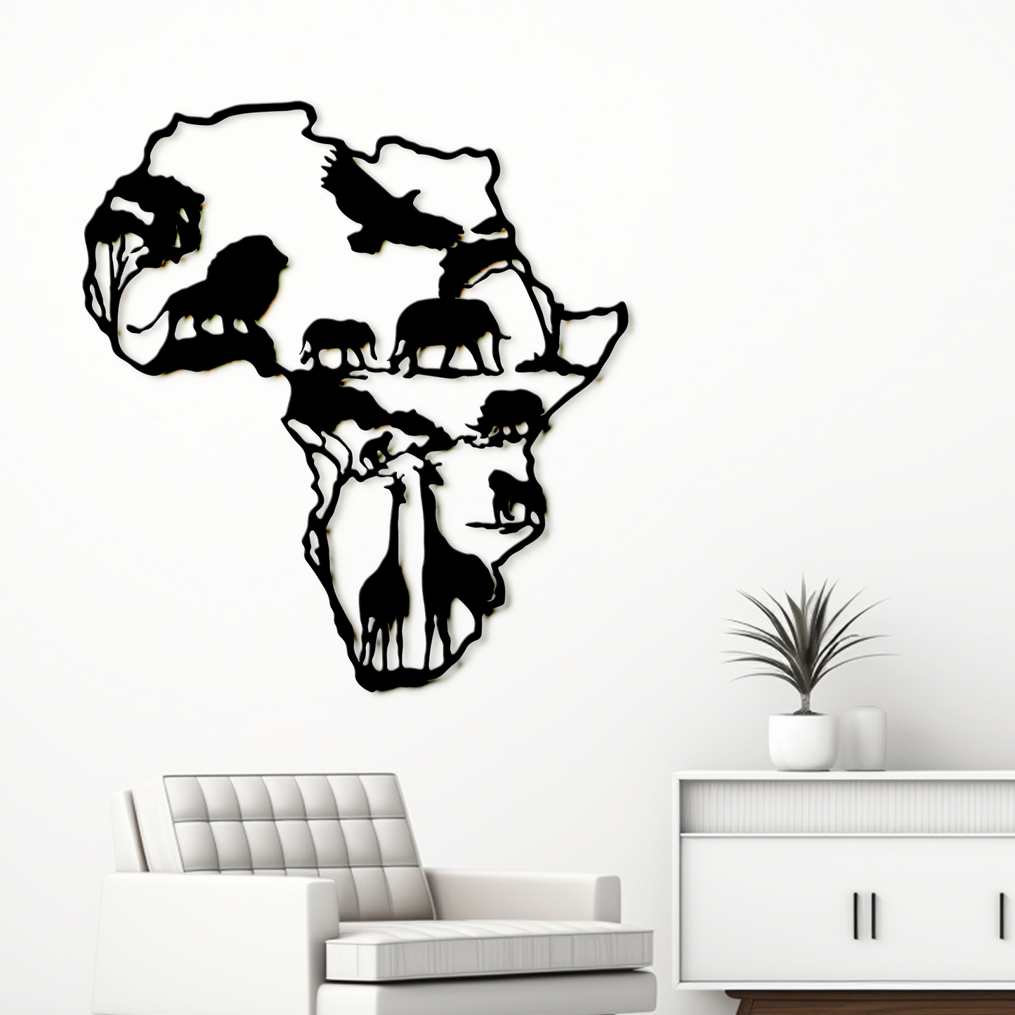 Africa Metal Wall Art Decor - Animals Black Wall Art