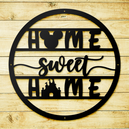 Home Sweet Home Metal Sign, Disney Metal Sign, Mickey Face And Castle Sign, Home And Wall Decor, Christmas Gifts, Housewarming Gifts