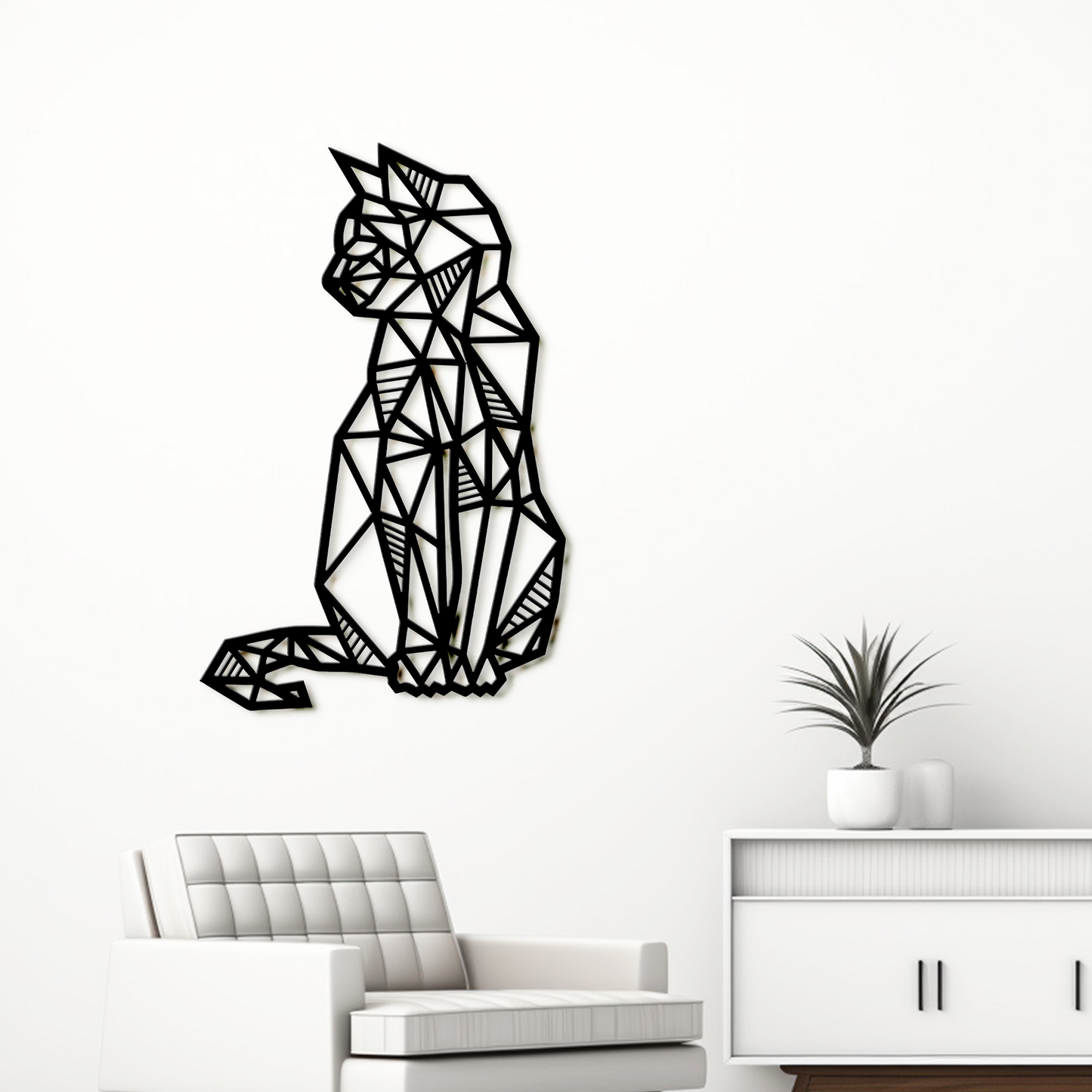 Cat Wall Hanging, Geometric Cat, Cat gift idea