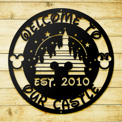 Customized Disney Metal Sign, Mickey Castle Sign Wall Decor