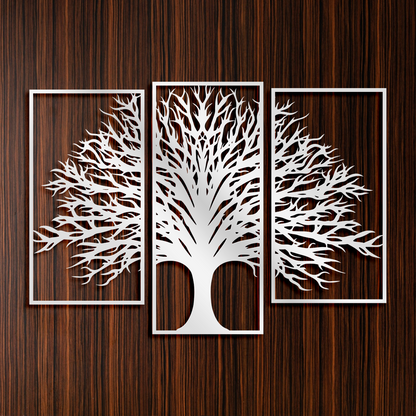 Tree Panel Metal Wall Art, Tree of Life Wall Decor, Abstract Line Wall Art