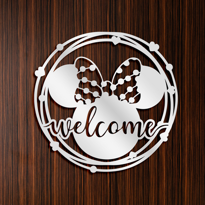 Welcome Mickey And Minnie Metal Wall Art, Disney Theme Home Decor