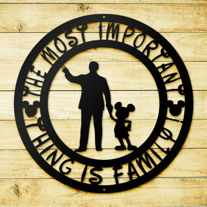 The Most Important Thing Is Family Metal Sign, Disney Metal Wall Decor, Home And Wall Decor, Family Gifts, Housewarming Gifts, Christmas Gifts