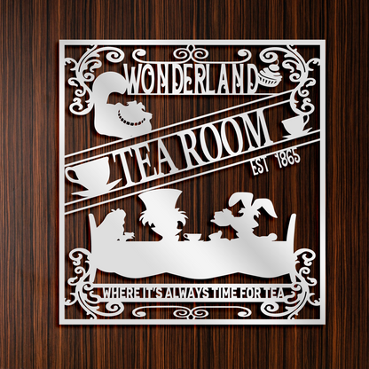 Wonderland Tea Room Metal Wall Art, Mad Hatter Tea Party Decor