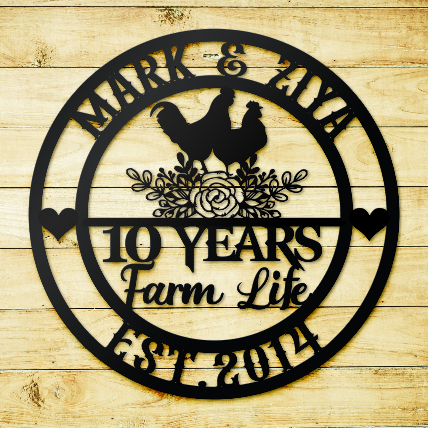 Customized 10th Farm Life Gift, Chicken Coop Anniversary, Family Name Chicken Sign