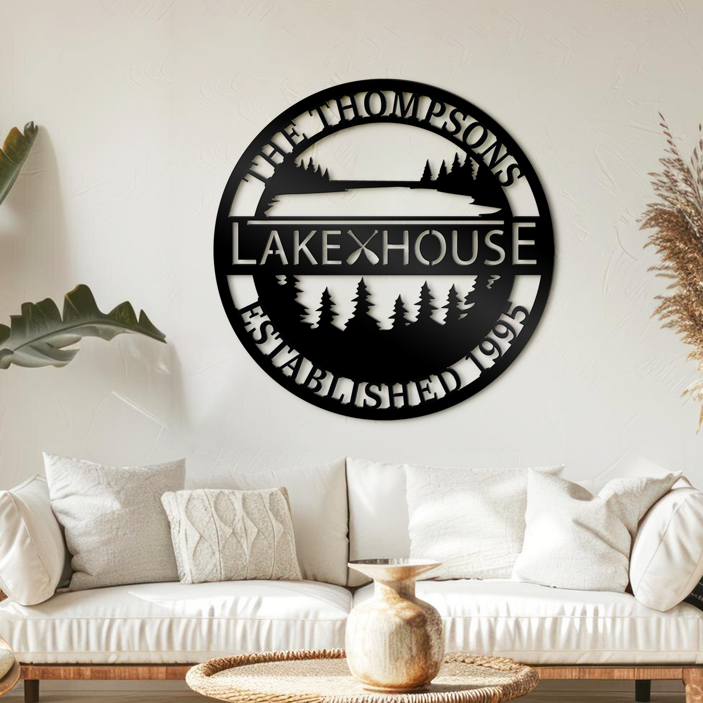 Customized Lakehouse Metal Sign, Lakehouse Wall Decor, Personalized Family Name Sign