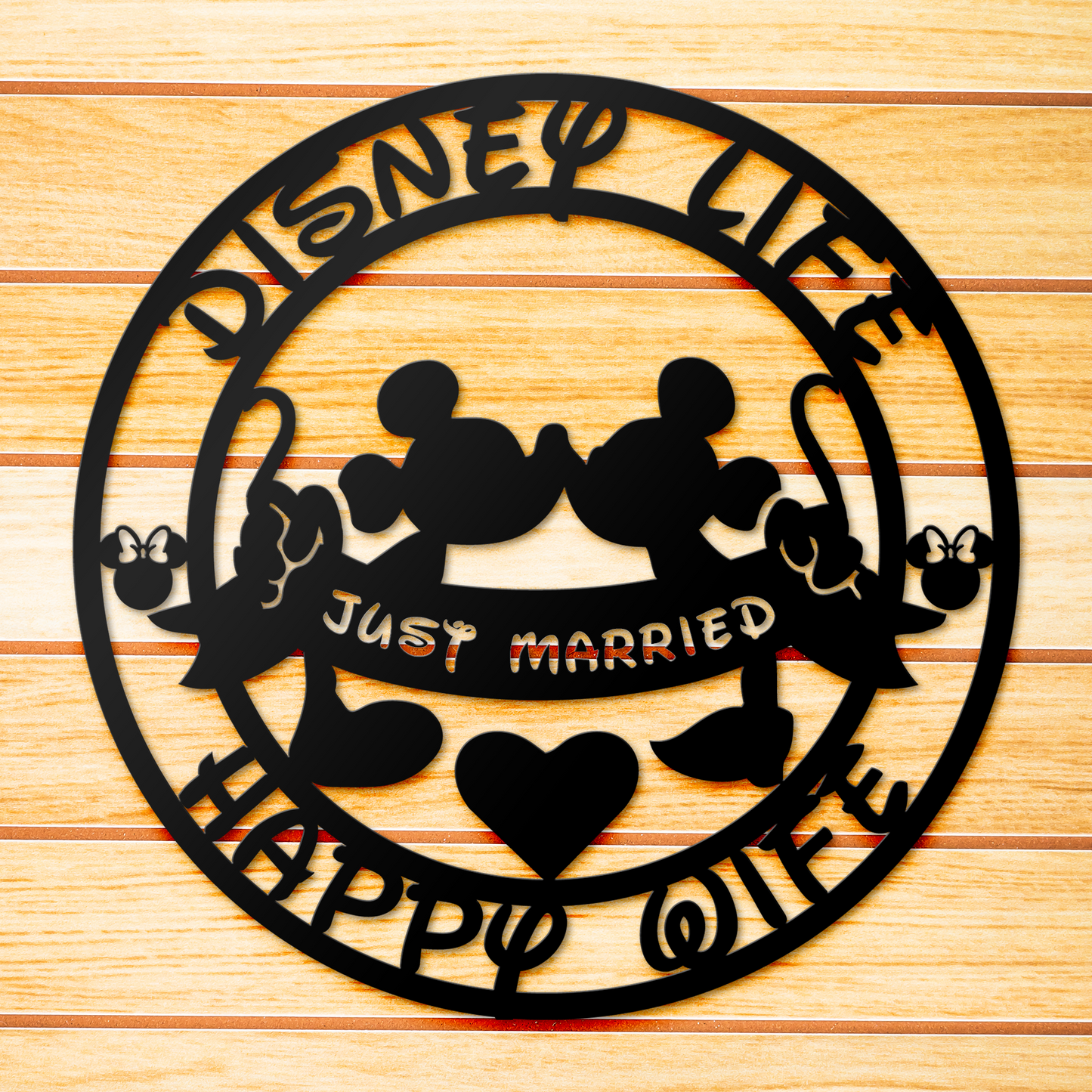 Disney life happy wife Metal Sign - Mickey & Minnie Kissing Sign