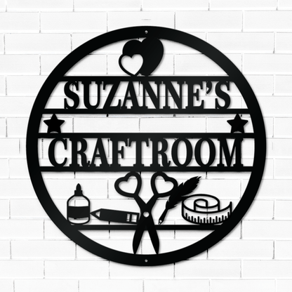 Customized Name Sewing Craft Room Metal Sign