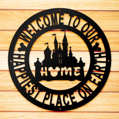 Disney Castle Welcome Metal Sign, Home and Wall Decor, Front Door Decor, Disney Quotes Metal Sign, Housewarming Gifts