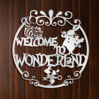 Welcome to Wonderland Metal Wall Art, Mad Hatter Tea Party Decor