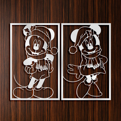 Mickey & Minnie Couple Metal Wall Art, Nursery Wall Art, Christmas Wall Decor