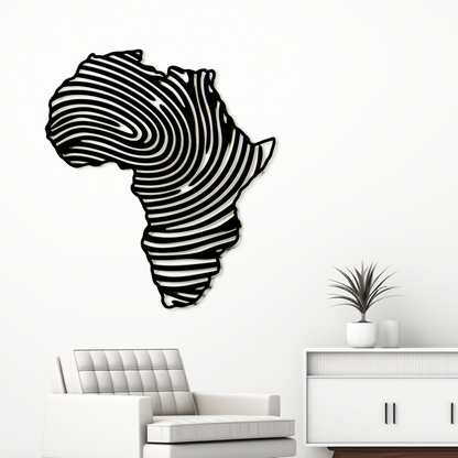 Africa Metal Wall Art - Fingerprint Metal Wall Map